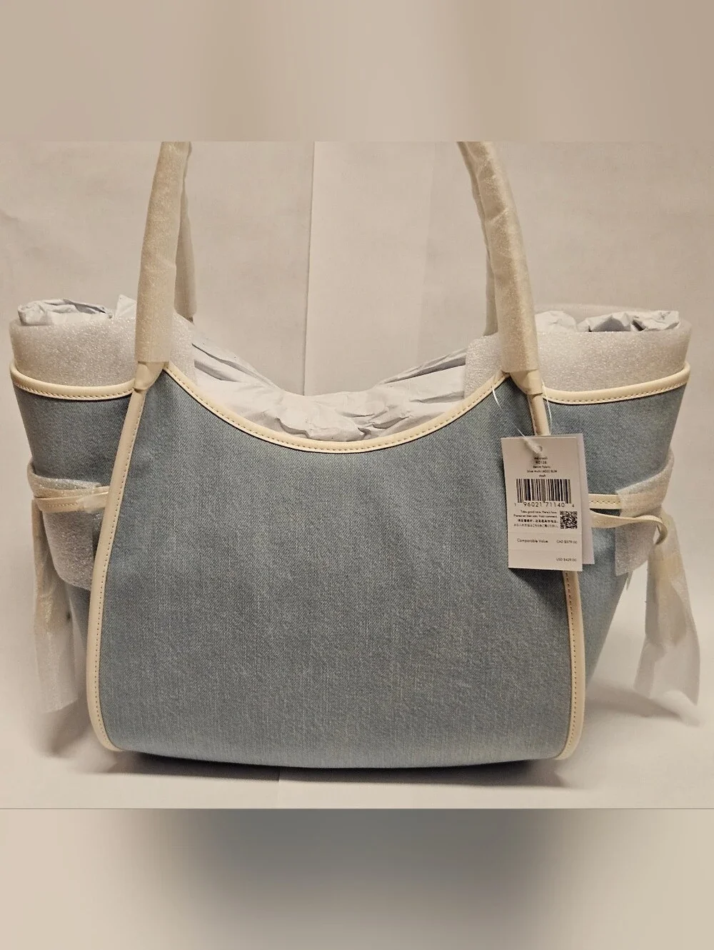 Kate Spade New York Stash Denim medium Carryall Tote Bag Denim Blue New NWT